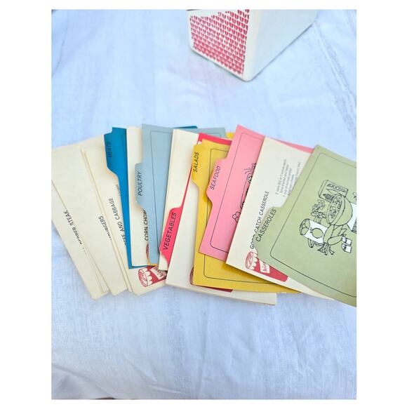 Vintage Mid-century Accent Recipe Library recipe box full set with recipes - Picture 2 of 8